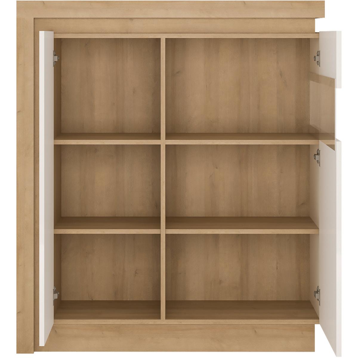 Kommode Lyon Hell Weiß, Eiche Dekor B: 107,5 Cm - Weiß Hochglanz/Eichefarben, Trend, Glas/Holzwerkstoff (107,5/123,6/42cm)