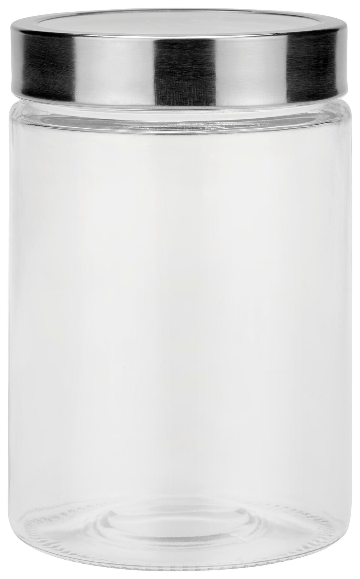 Vorratsdose aus Glas Catleen ca. 1,2 L, Mikrowellengeeignet - Klar/Edelstahlfarben, MODERN, Glas/Metall (11/17cm) - Luca Bessoni