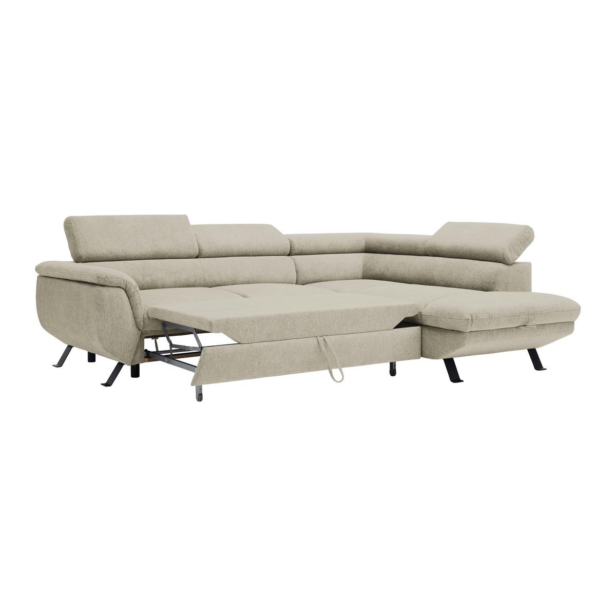 Rohová sedačka RAVEN, pravá, sivobéžová - čierna/sivobéžová, Modern, kov/textil (257/198cm) - Mömax