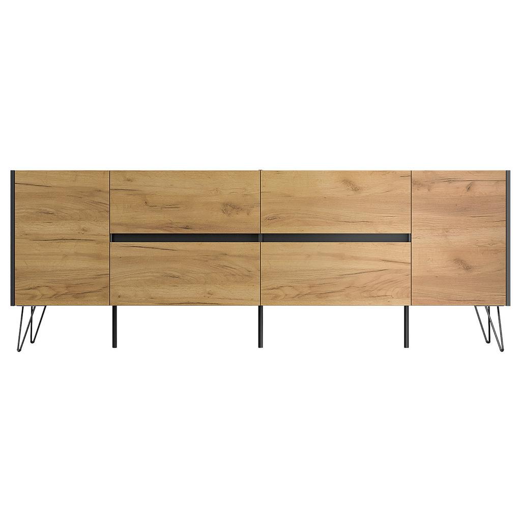 Sideboard Posseik Industrial Graphitfarben/Eichef. B: 199cm