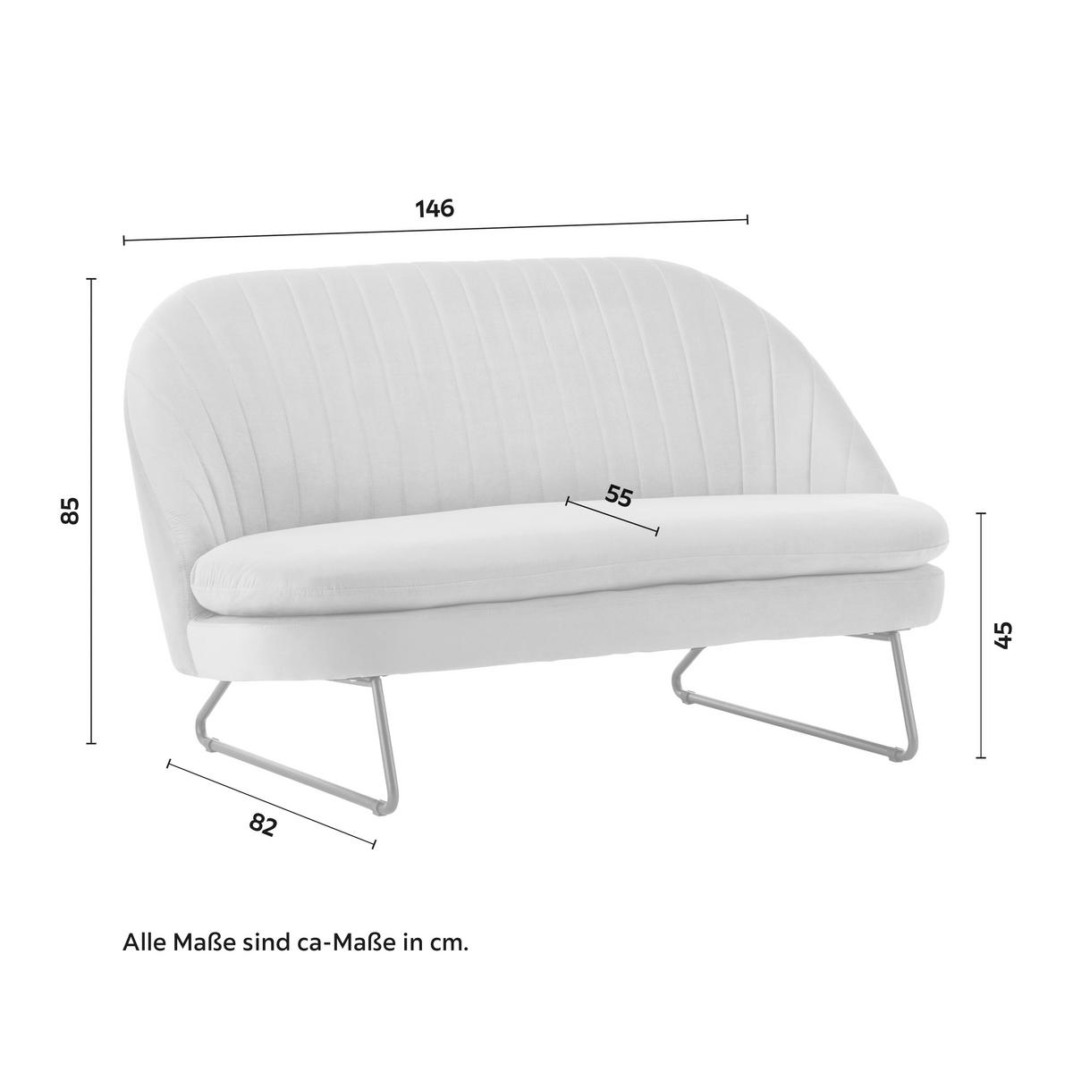 Dvoumístná pohovka LUIGI, světle šedý zamat - černá/světle šedá, Moderní, kov/dřevo (146/85/82cm) - Bessagi Home