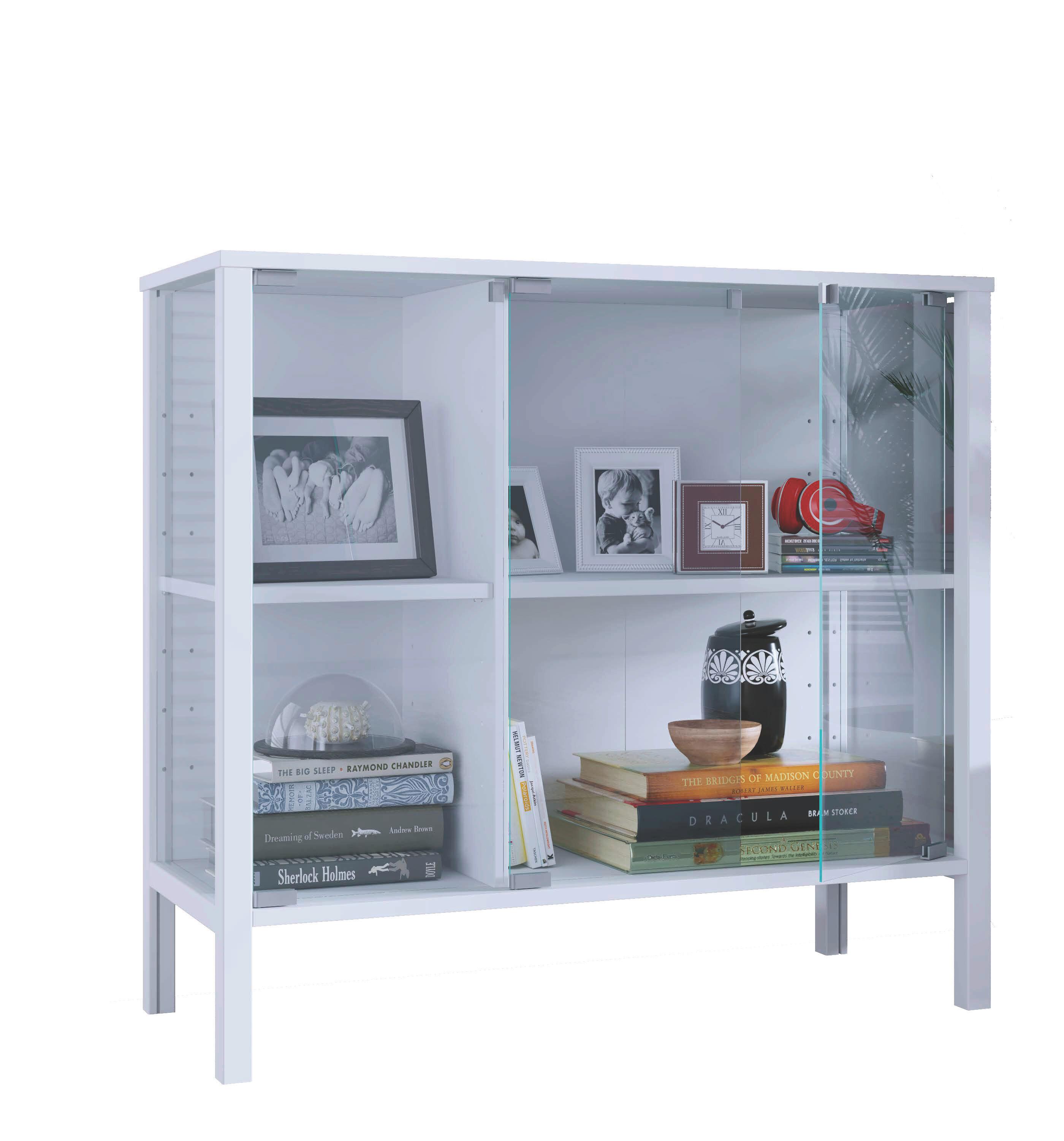 SIDEBOARD Jensol, Weiß B: 87 cm - Klar/Weiß, Design, Glas/Holzwerkstoff (87/80/35cm) - Livetastic