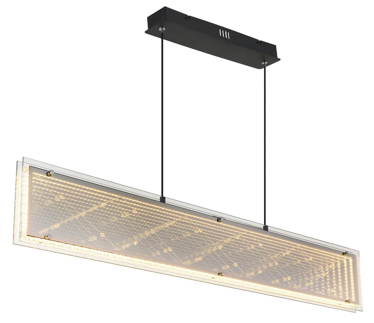 LED-Hängeleuchte Memory-Funktion - Klar/Chromfarben, Design, Glas/Kunststoff (113/8/120cm) - Globo