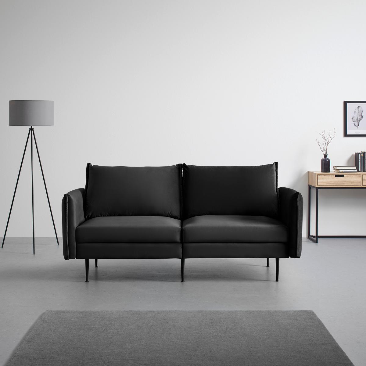 Pohovka YARA čierna - čierna/tmavosivá, Modern, kov/drevo (194/77/92cm) - Bessagi Home