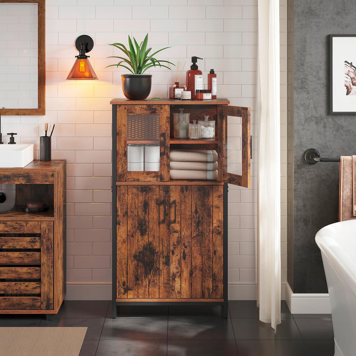 Highboard Schwarz, Dunkelbraun B: 60 Cm - Dunkelbraun/Schwarz, Trend, Holzwerkstoff (60/108/30cm) - MID.YOU