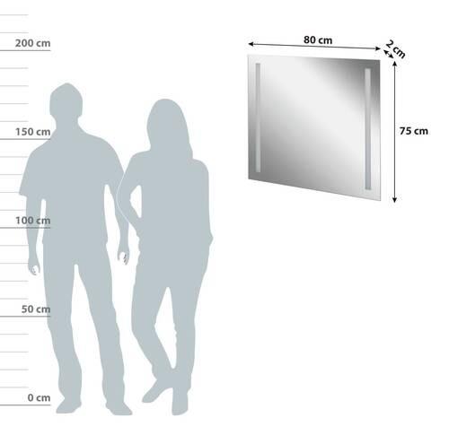 Wandspiegel Linear Rechteckig 80x75 cm ohne Rahmen mit Led - Basics, Glas (80/75/2cm) - MID.YOU