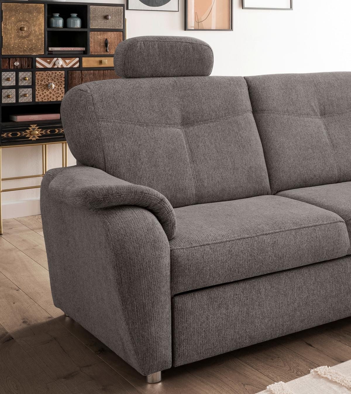 Eckschlafsofa Rosali Graubraun S: 264x180 Cm - Chromfarben/Graubraun, MODERN, Textil (264/180cm) - Livetastic