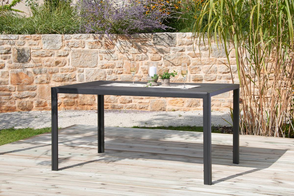 Gartentisch Milano Kunststoff/aluminium L 205 Cm - Dunkelgrau/Schwarz, MODERN, Kunststoff/Metall (205/74/90cm) - Beldano