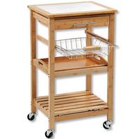 Servierwagen Bambus Natur Mit 3 Ablagen + Lade - MODERN, Holz/Keramik (49/81/38cm) - Kesper