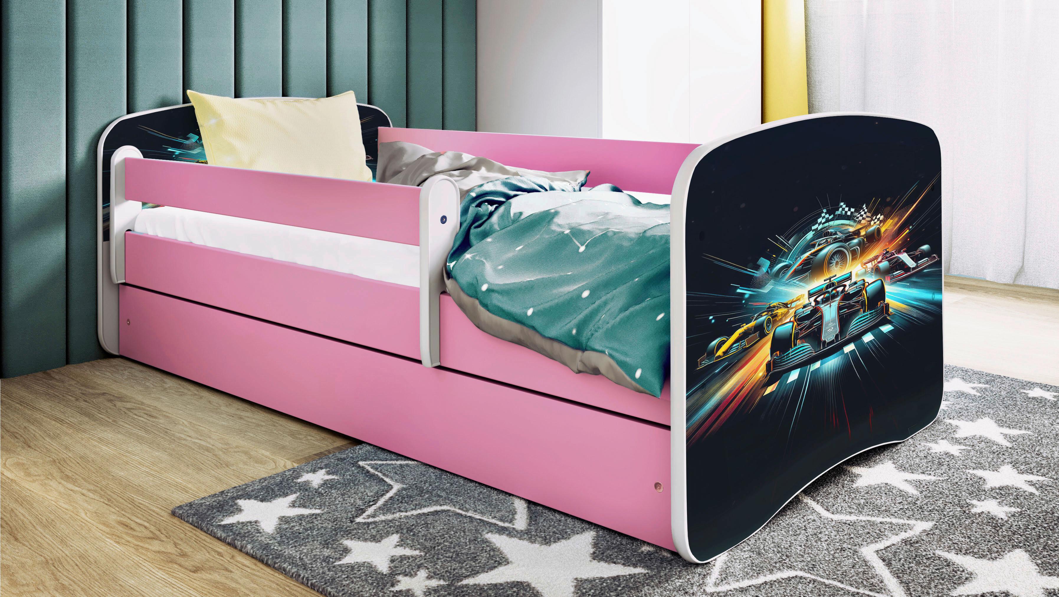 Kinder-/Juniorbett Babydreams Weiß/Pink B: 80cm - Pink/Birkefarben, MODERN, Holz/Holzwerkstoff (80/160cm) - MID.YOU