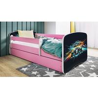 Kinder-/Juniorbett Babydreams Weiß/Pink B: 80cm - Pink/Birkefarben, MODERN, Holz/Holzwerkstoff (80/160cm) - MID.YOU