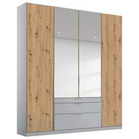 Drehtürenschrank Mit Spiegel 181 cm Alabama Extra Hellgrau - Silberfarben/Hellgrau, MODERN, Holzwerkstoff (181/229/54cm)