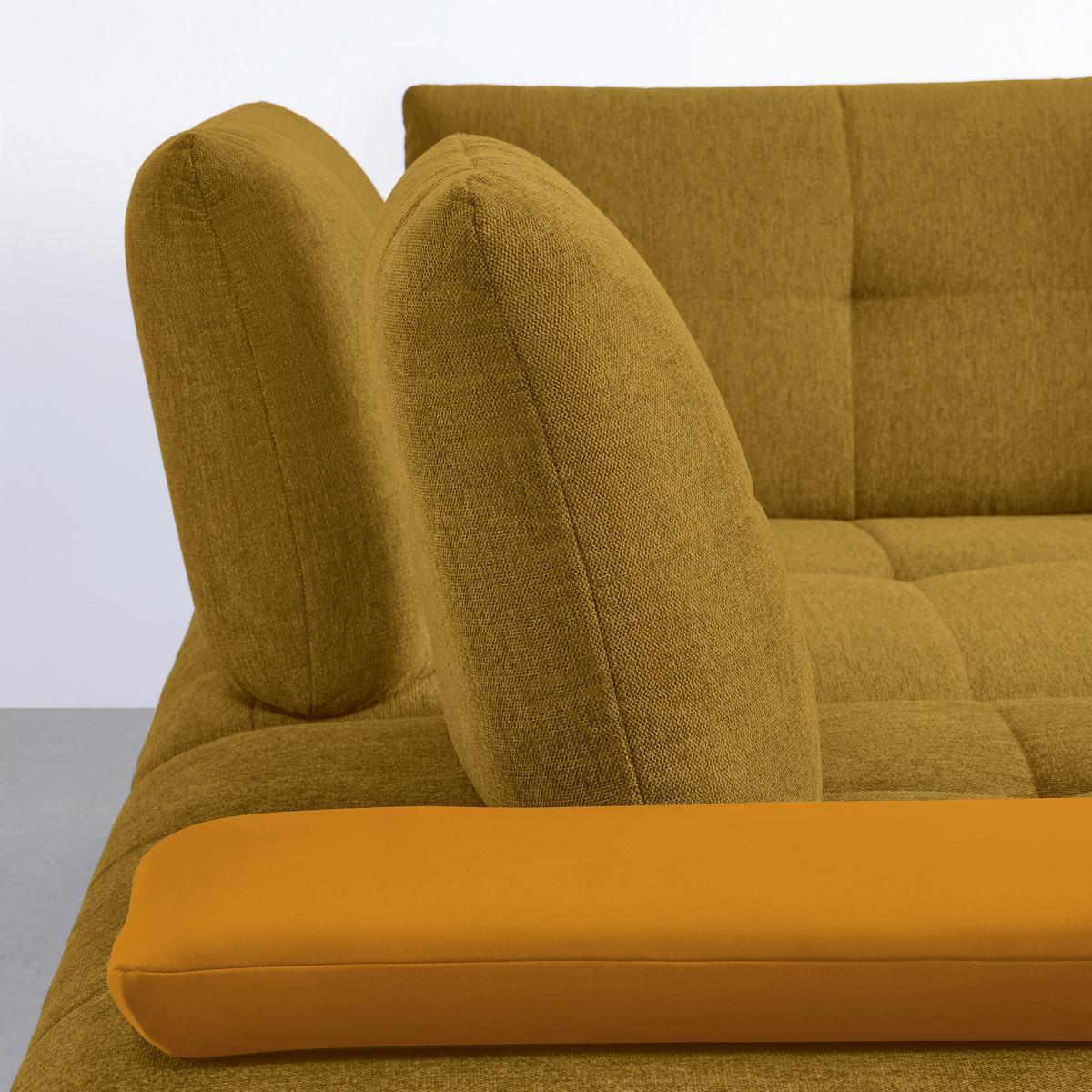 Rohová sedačka TRENDY, levá, zlatá / hořčicově žlutá - černá/barvy zlata, Moderní, kov/kompozitní dřevo (250/93/310cm) - Premium Living