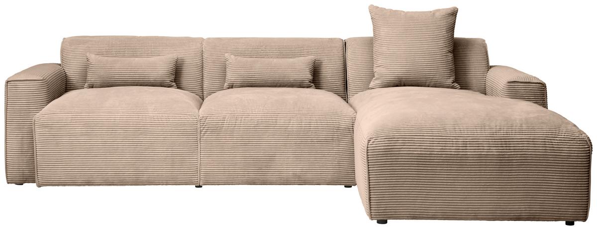 Ecksofa Pearl - Hellbraun/Schwarz, Design, Textil (303/196cm) - Livetastic