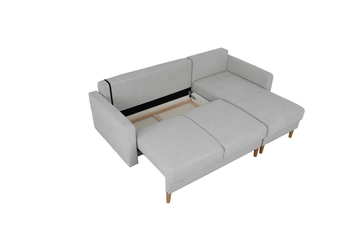 Ecksofa Noret, Hellgrau S: 223x157 Cm - Buchefarben/Hellgrau, Design, Textil (223/157cm) - MID.YOU