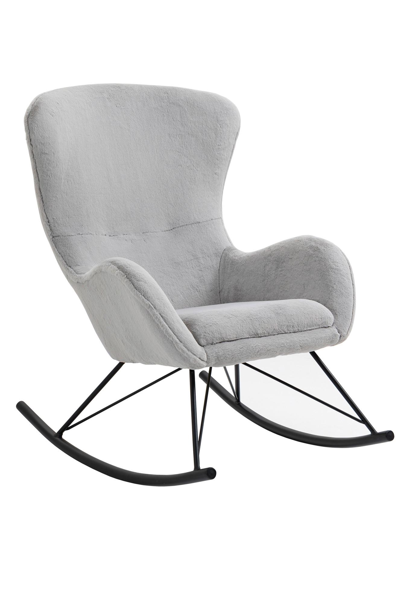 Schaukelstuhl Schwarz, Hellgrau B: 70 cm - Hellgrau/Schwarz, MODERN, Textil (70/102/94cm) - Livetastic