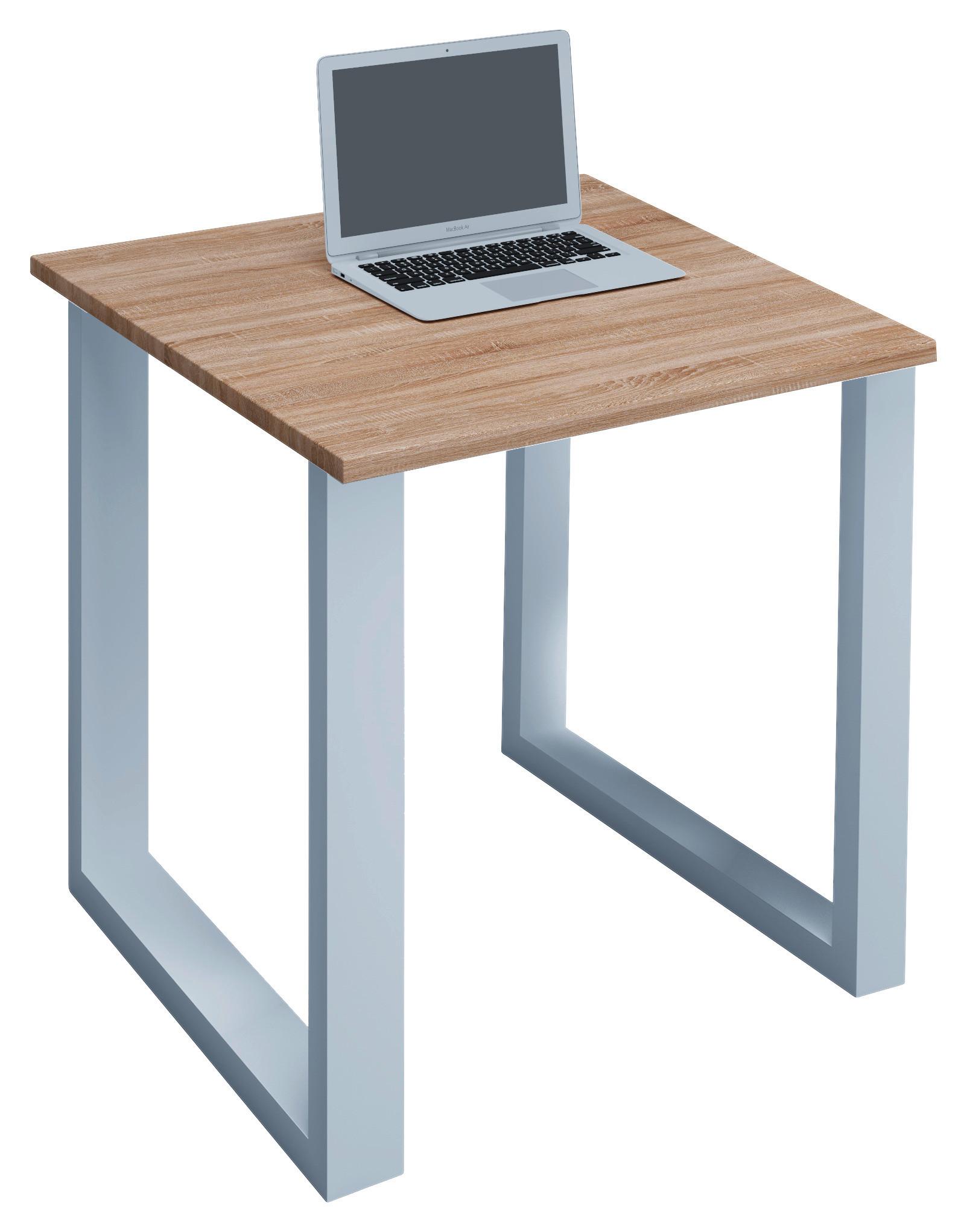 Schreibtisch Lona L: 80 cm Weiß/Eiche - Weiß/Sonoma Eiche, MODERN, Holzwerkstoff/Metall (80/80/76cm) - MID.YOU