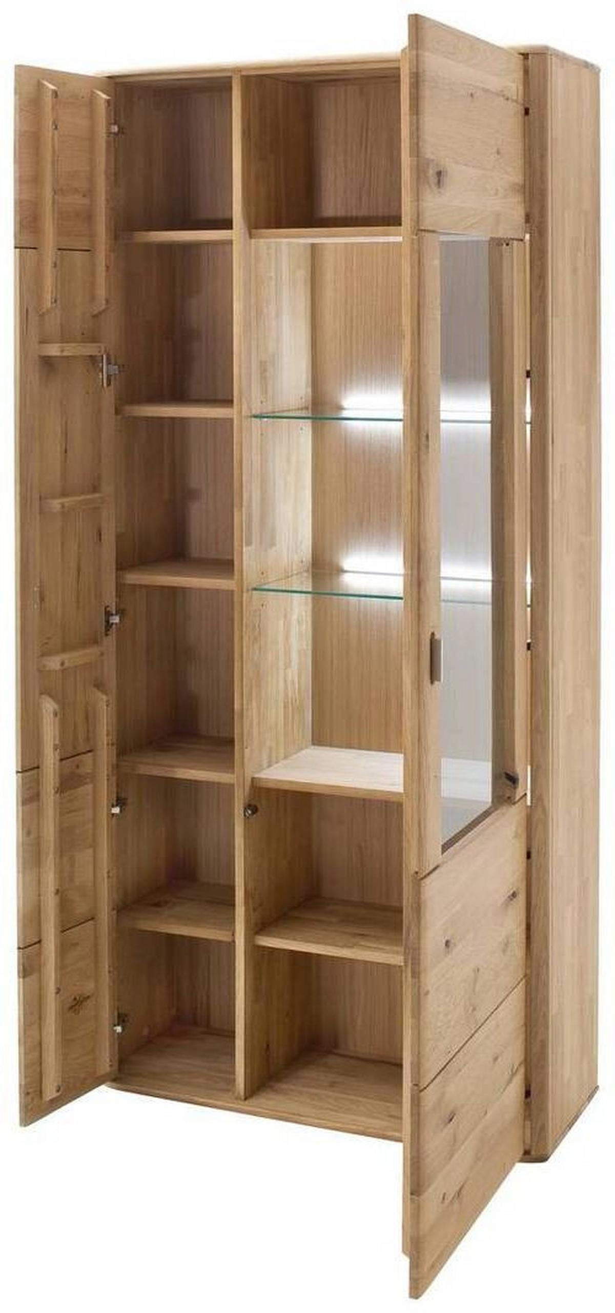 Vitrine Ravello B: 96 cm Eichefarben - Eichefarben, Design, Glas/Holz (96/208/38cm) - Livetastic
