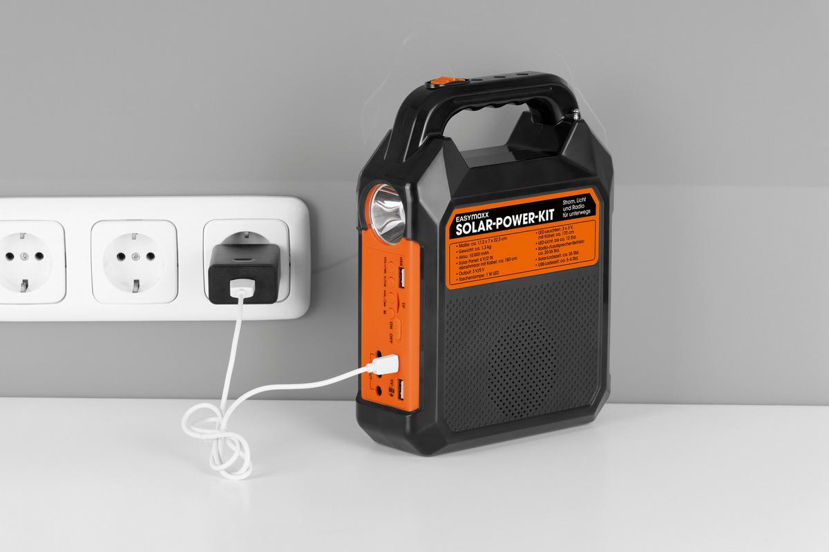 Stromerzeuger Easy Maxx Mobil/Tragbar Solarbetrieb - Schwarz/Orange, Basics, Kunststoff (17,2/7/22,5cm)