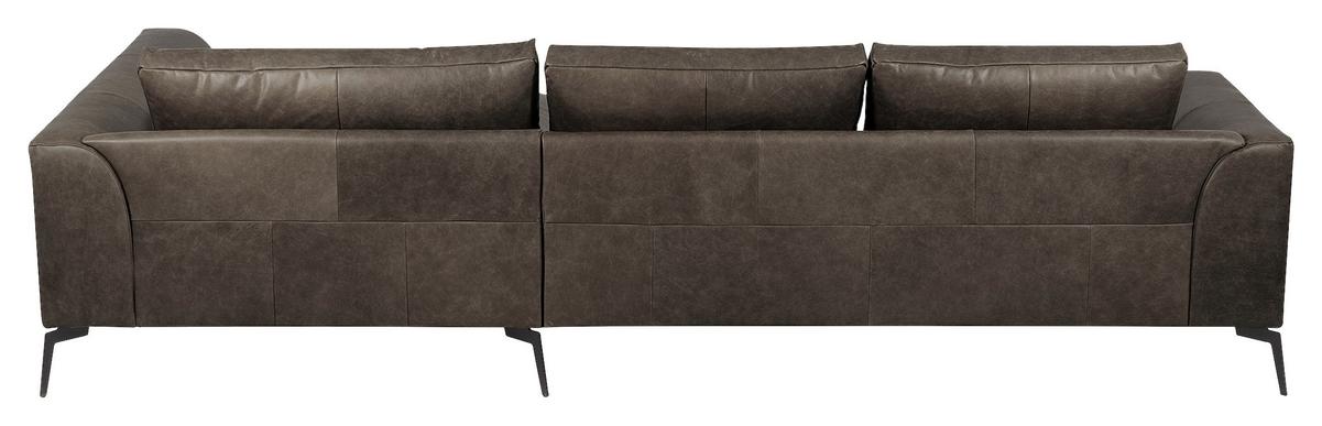 Ecksofa Berlin Fango S: 313 cm - Fango/Schwarz, Design, Leder (313/172cm) - Livetastic