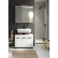 Badezimmer Nova Weiß B: 82cm - Weiß Hochglanz/Schwarz, Trend, Glas/Holzwerkstoff (82cm) - MID.YOU