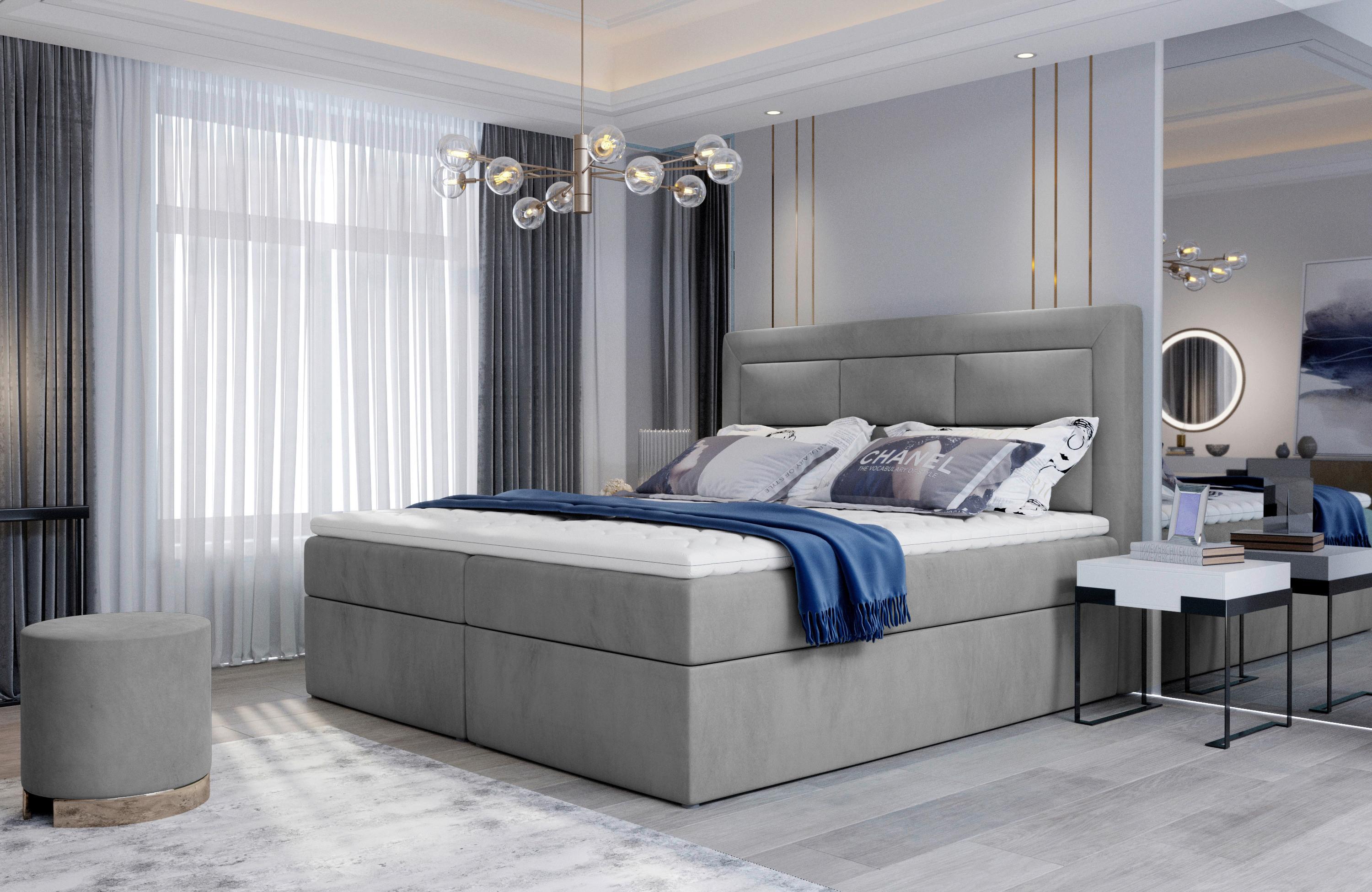 Boxbett Vivre Hellgrau Lf: 180x200 cm - Silberfarben/Hellgrau, MODERN, Holz/Textil (180/200cm) - MID.YOU