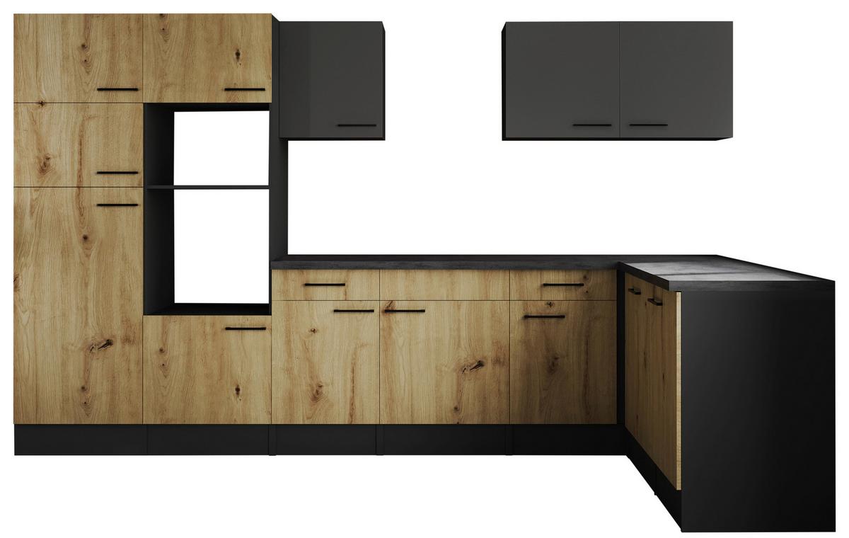 Eckküche Oliver Grau/artisan Dekor S:340x172cm - Eiche Artisan/Grau, Design, Holzwerkstoff (340/172cm) - Respekta