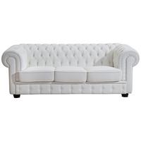 Chesterfield-Sofa Bridgeport Weiß 3-Sitzer, Lederlook - Nussbaumfarben/Weiß, Design, Textil (200/76/98cm) - Max Winzer
