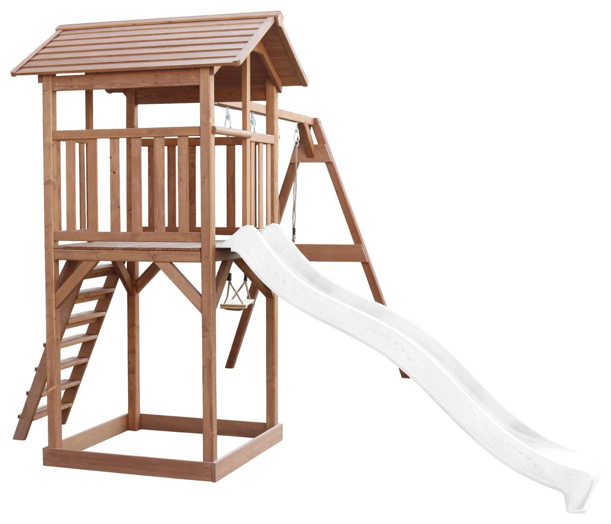 Spielturm A025.122.90 - Braun/Weiß, KONVENTIONELL, Holz/Kunststoff (356,6/241,9/349cm) - Ambia Garden