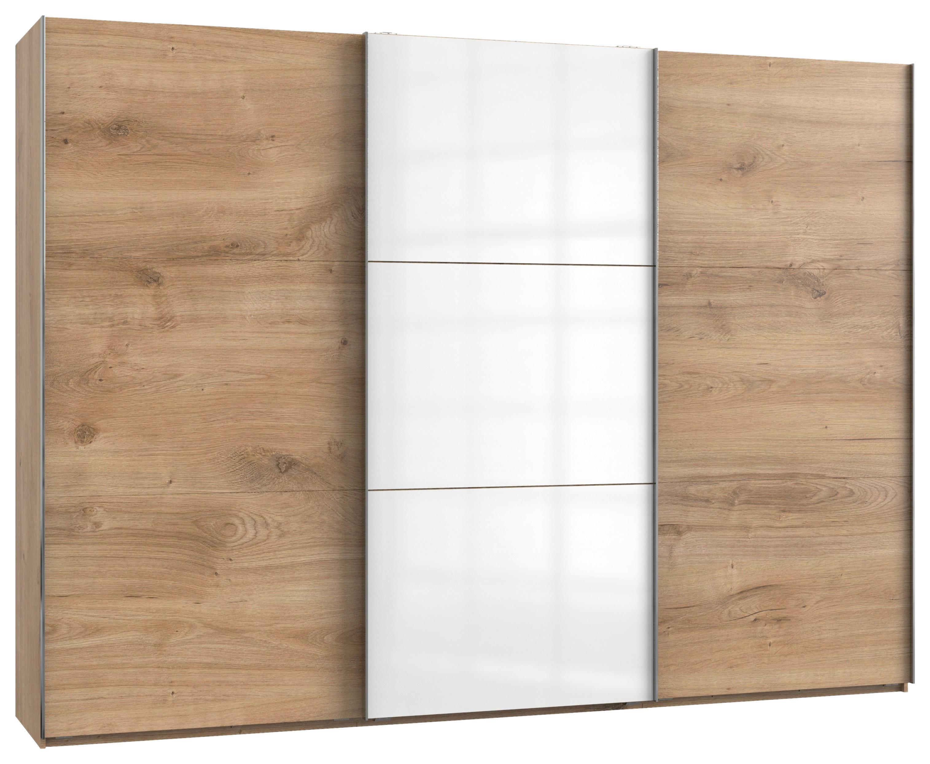 Schwebetürenschrank B: 300 Cm Level Weiß/eichefarben Dekor - Eichefarben/Weiß, MODERN, Holzwerkstoff (300/216/65cm) - MID.YOU