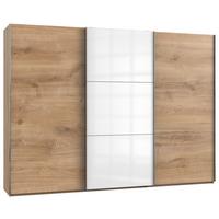 Schwebetürenschrank B: 300 Cm Level Weiß/eichefarben Dekor - Eichefarben/Weiß, MODERN, Holzwerkstoff (300/216/65cm) - MID.YOU
