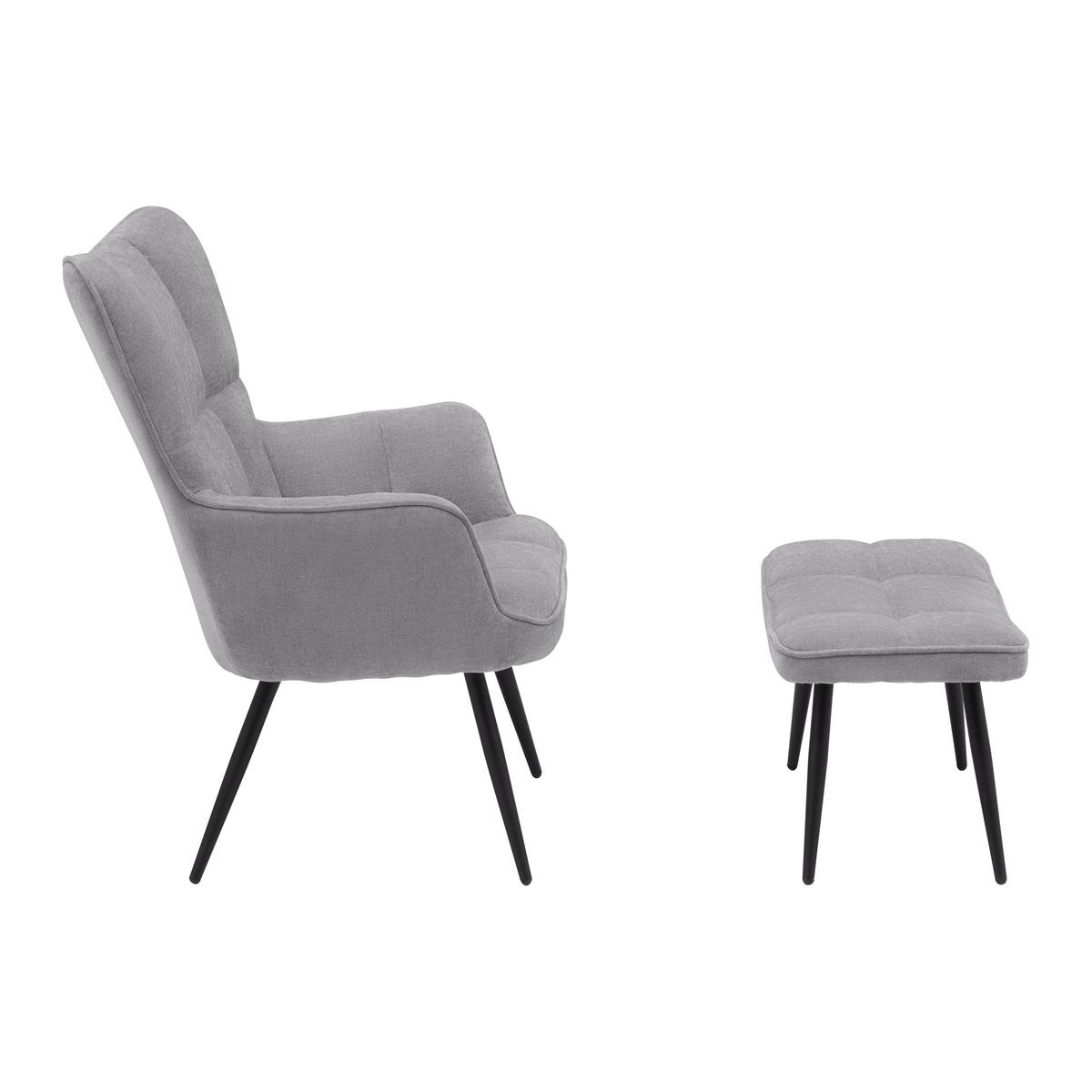 Křeslo s taburetem ALEX, šedá, max. 120 kg - šedá/černá, Moderní, kov/textil (68/100/78cm) - Mömax