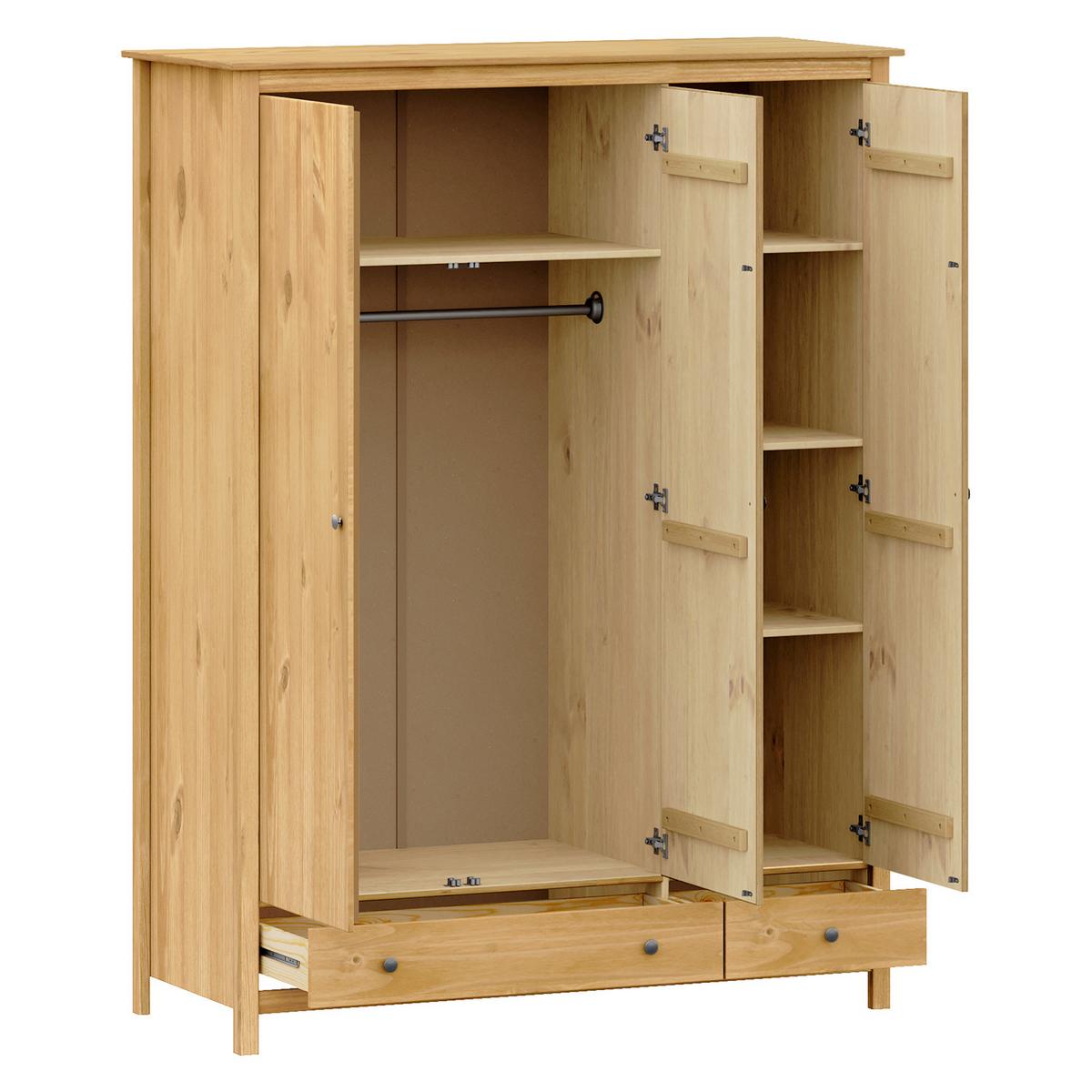 KLEIDERSCHRANK KLEIDERSCHRANK 3TÜ,2SL KIEFER - Naturfarben/Honig, Basics, Holz (144/190/58cm) - Livetastic