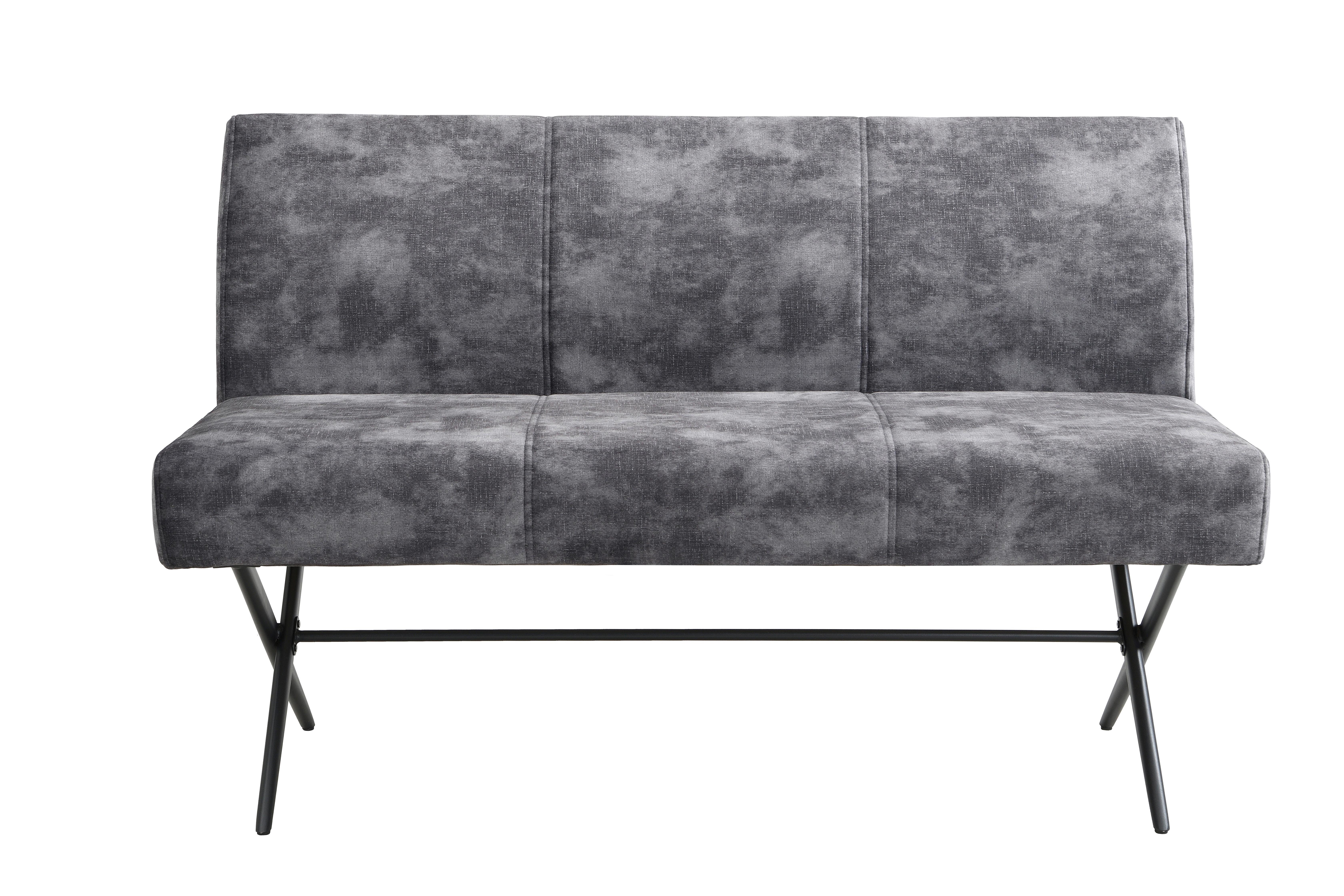 Sitzbank Porto I B - Anthrazit/Schwarz, MODERN, Textil/Metall (140/88/67cm) - MID.YOU