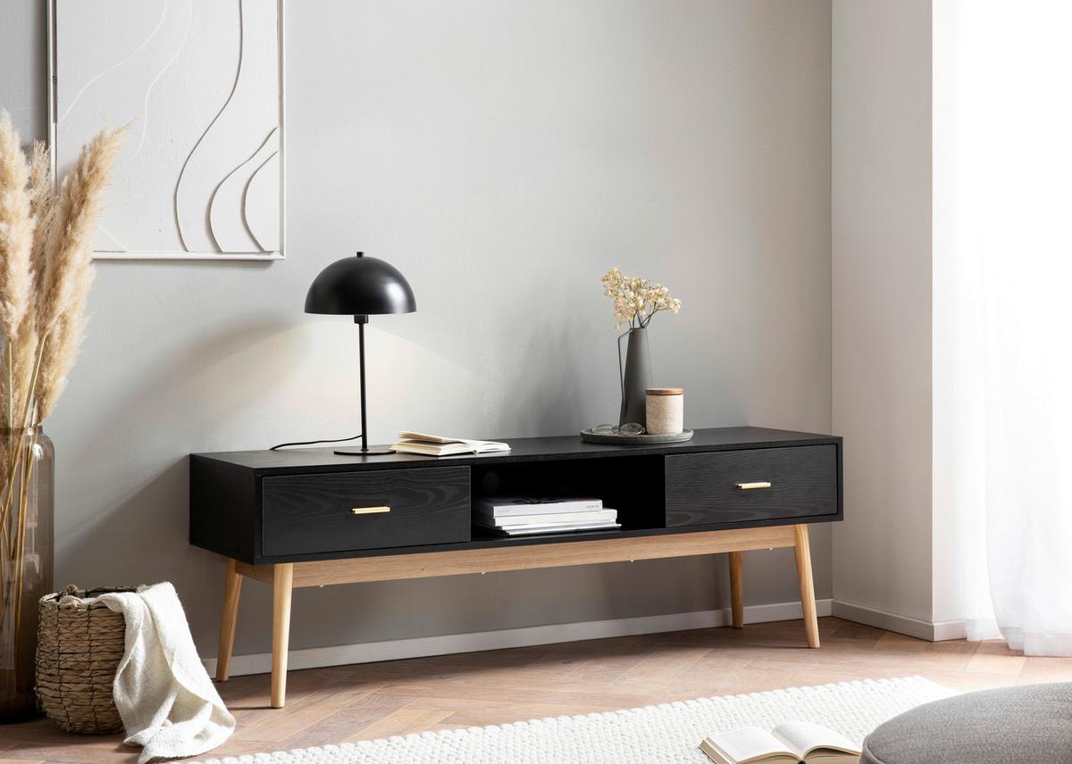 Nízka komoda čierna - čierna/zlatá, Design, kov/drevo (150/50/40cm) - Livetastic