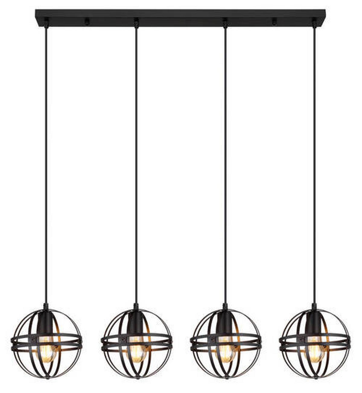 Hängeleuchte 15639-4h - Schwarz, Trend, Kunststoff/Metall (100/20/120cm) - Globo