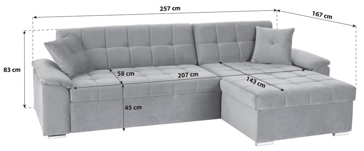 Ecksofa Bali senfgelb, 208x120cm - Senfgelb, Trend, Textil (257/167cm) - Livetastic