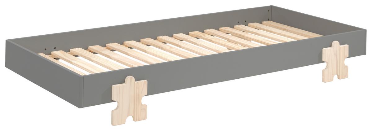 Postel pro děti a mládež MODULO šedá - barvy borovice/šedá, Moderní, dřevo/kompozitní dřevo (90/200cm) - MID.YOU
