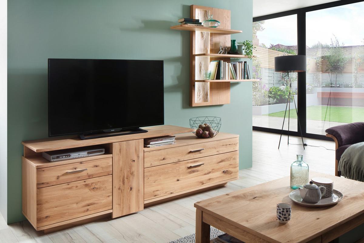 Wohnwand Santori Eiche teilmassiv - Eichefarben, Design, Holz/Holzwerkstoff (280/200/45cm) - Livetastic