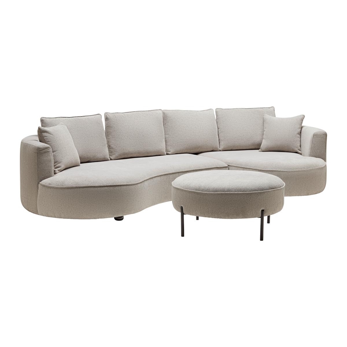 Sedací souprava NILAS, béžová barva - černá/šedobéžová, Moderní, kov/dřevo (335/65/154cm) - Bessagi Home
