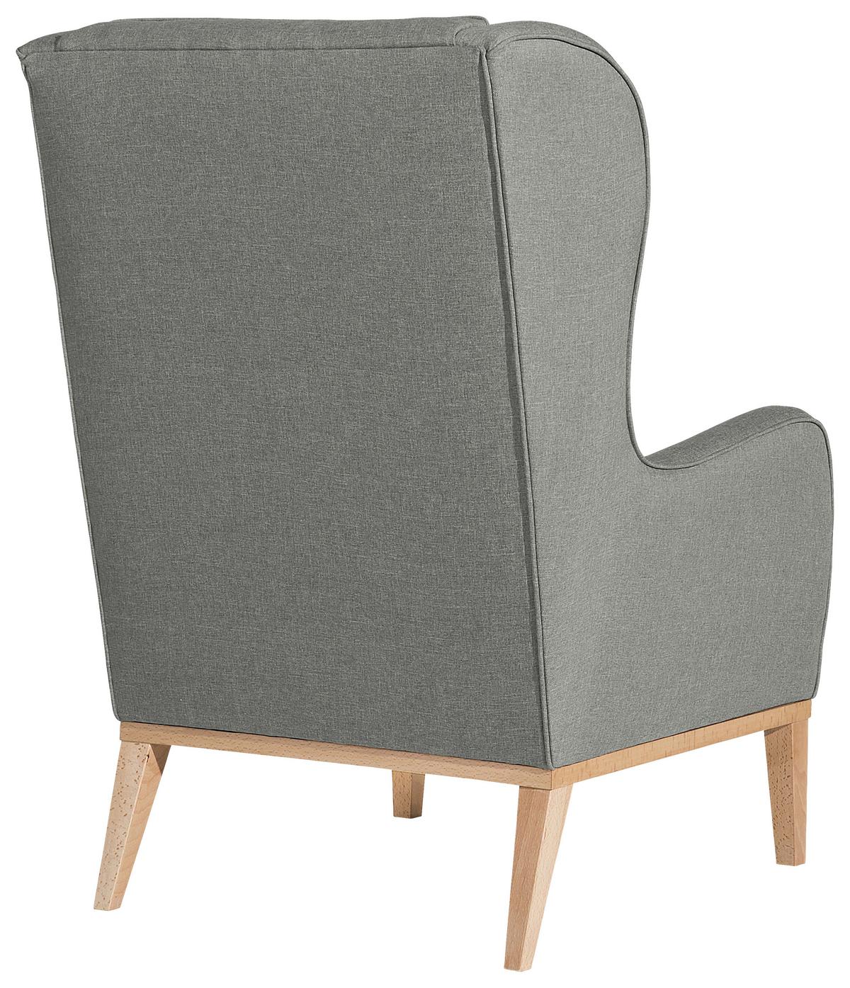 Ohrensessel Angelo - Hellgrau/Naturfarben, KONVENTIONELL, Textil (66/104/78cm) - Max Winzer