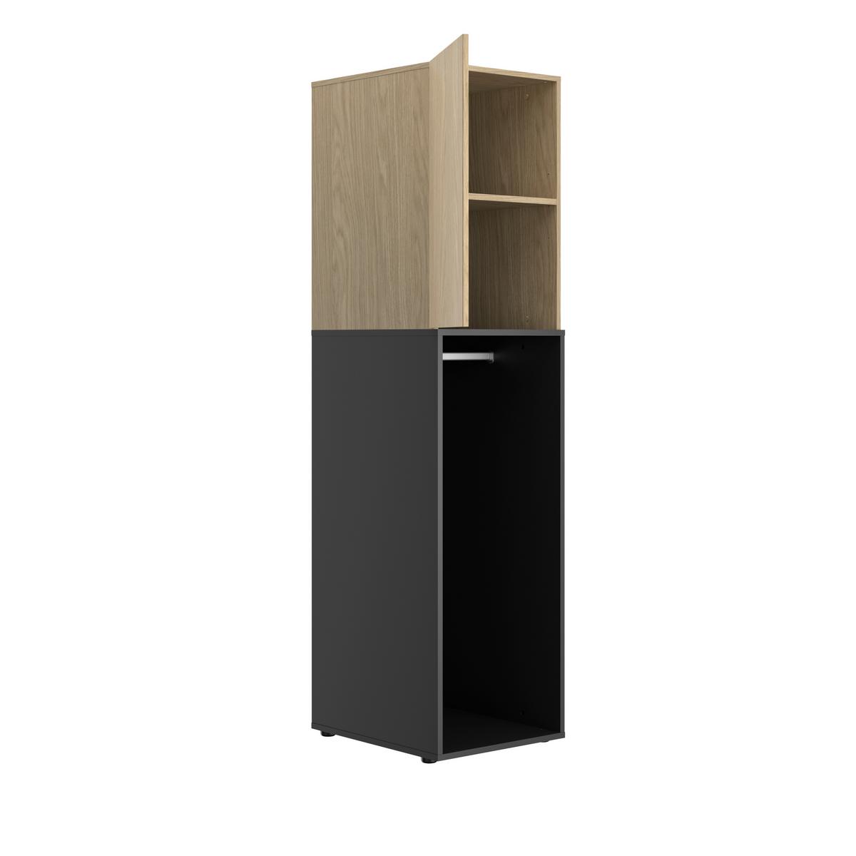 Kleiderschrank Nael 50 cm, Eichefarben/ Schwarz - Eichefarben/Schwarz, Basics, Holzwerkstoff (50/200/60cm)