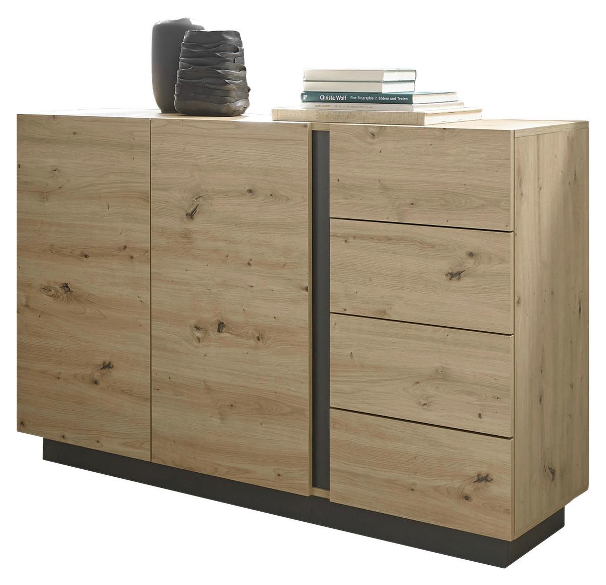 Sideboard Clair Grau/Eiche Dekor B:138cm - Eiche Artisan/Grau, Design, Holzwerkstoff (138/91/40cm) - MID.YOU