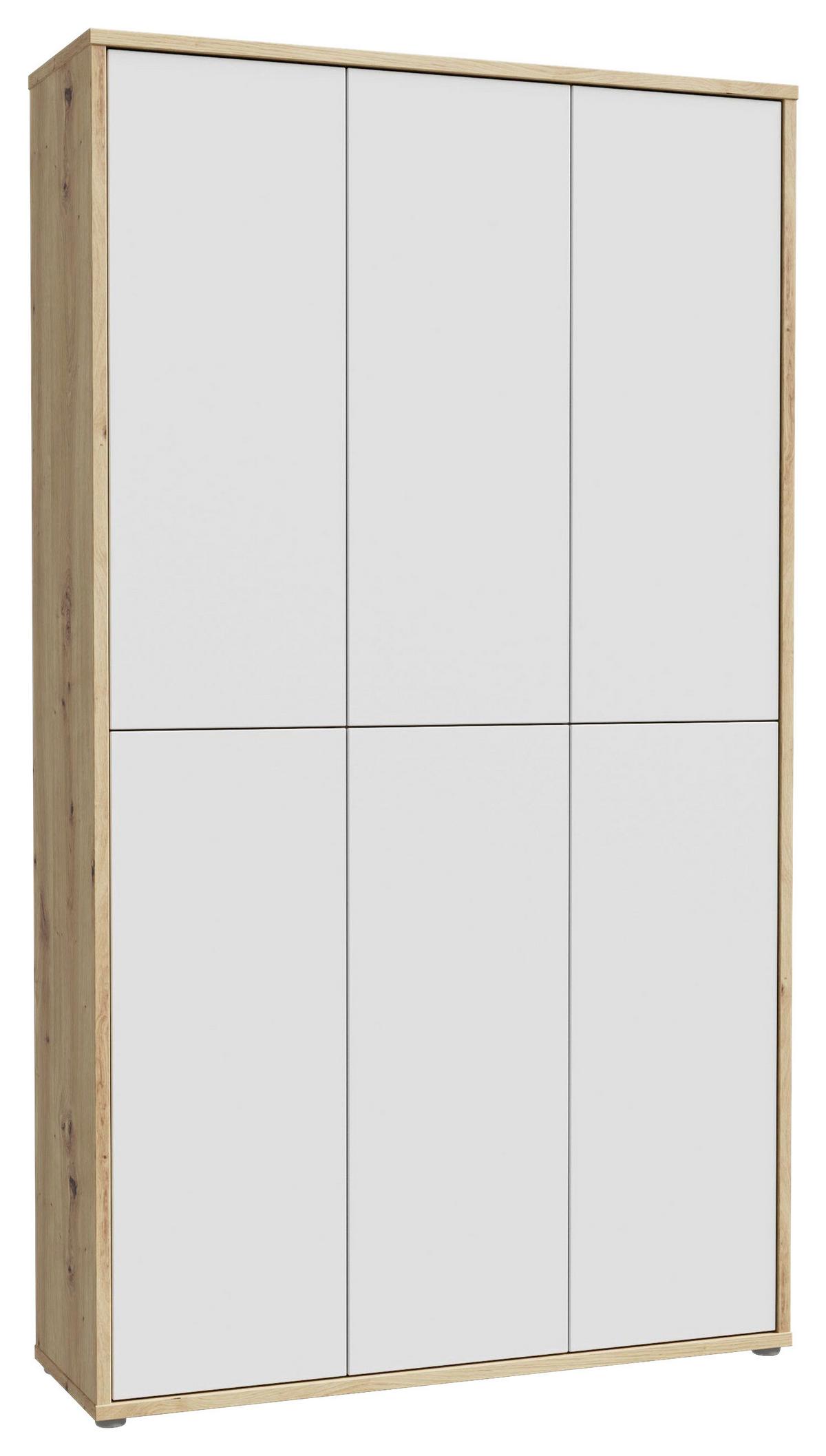 Skriňa na topánky, sivá/dub artisan, š: 109,2cm - sivá/svetlosivá, Modern, kompozitné drevo/plast (109,2/191,9/34,9cm)