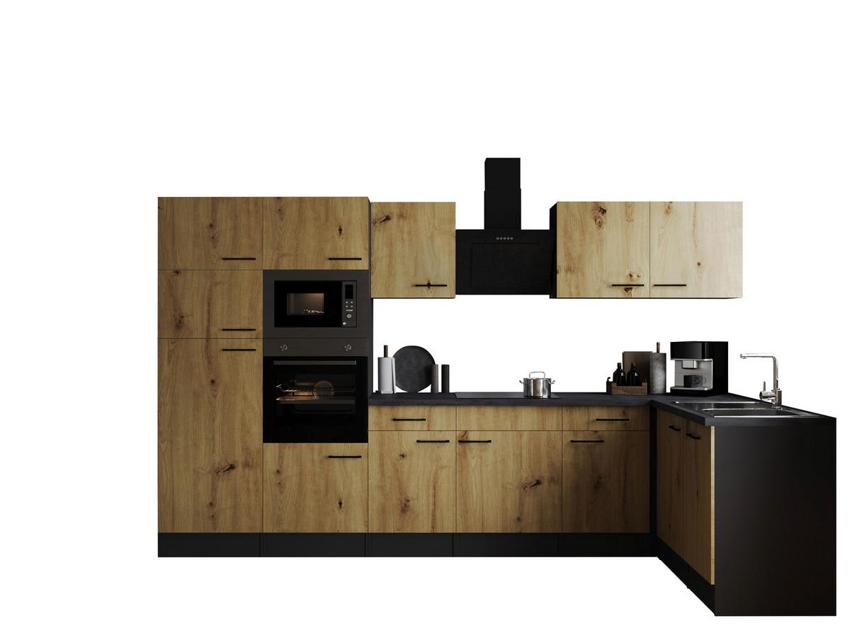 Eckküche Oliver Artisan Dekor S: 340x172 Cm - Eiche Artisan/Grau, Design, Holzwerkstoff (340/172cm) - Respekta