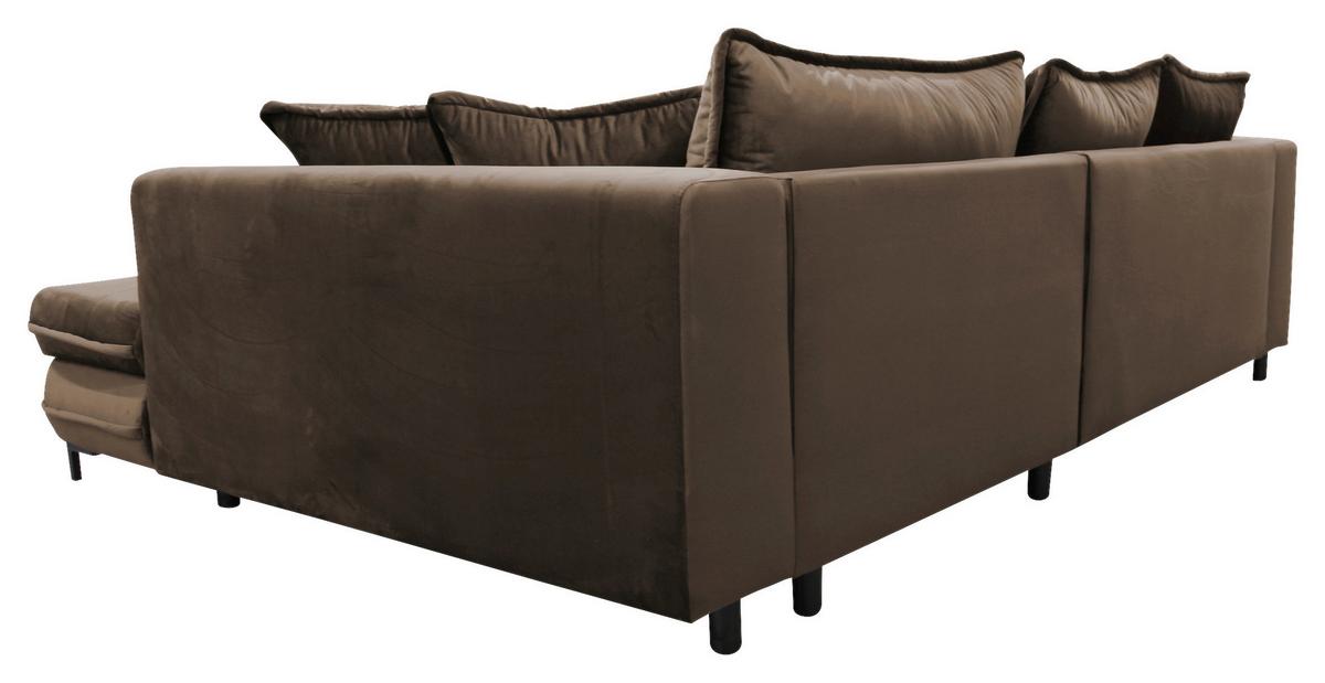 Eckschlafsofa Bello Braun Mit Schlaffunktion Ottomane Rechts - Schwarz/Braun, Design, Textil (277/187cm) - Livetastic