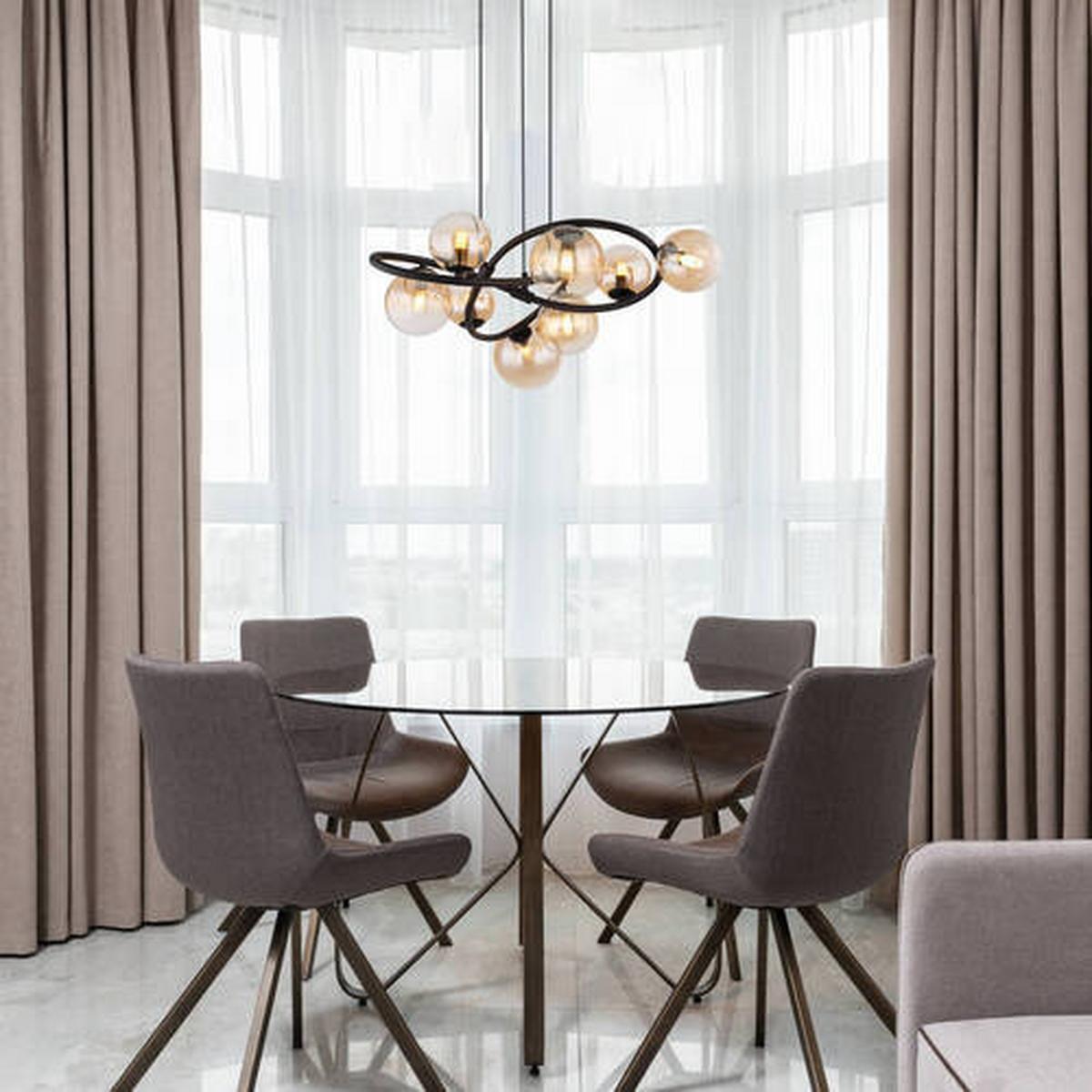 Hängeleuchte 56141-8h - Klar/Schwarz, Design, Glas/Metall (65/120cm) - Globo