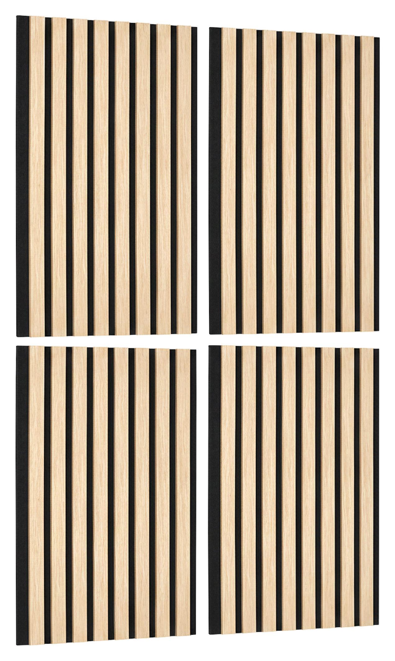Akustický panel, dub bianco, 4 ks/sada - dub bianco, Modern, drevo/kompozitné drevo (28/60/1,2cm) - Mömax