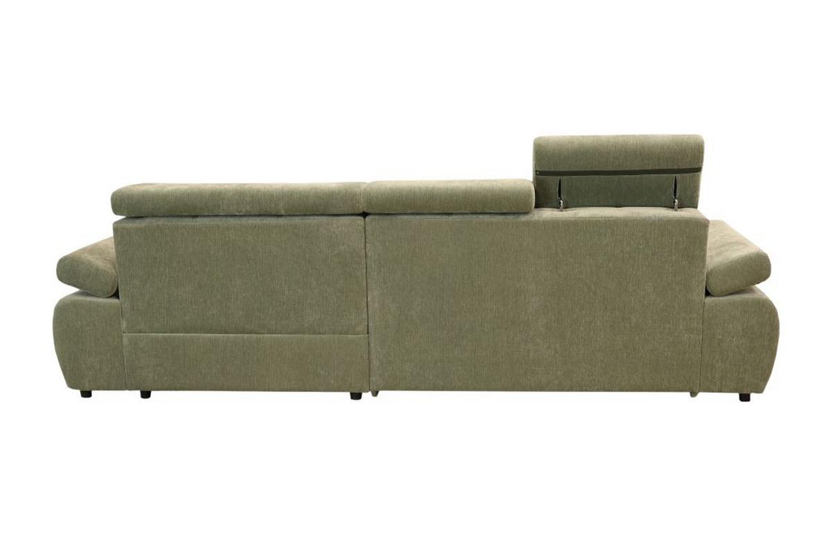 Rohová sedačka VEGAS, pravá, šalviovozelená ženilka - čierna/šalviovozelená, Design, drevo/textil (294/173cm)