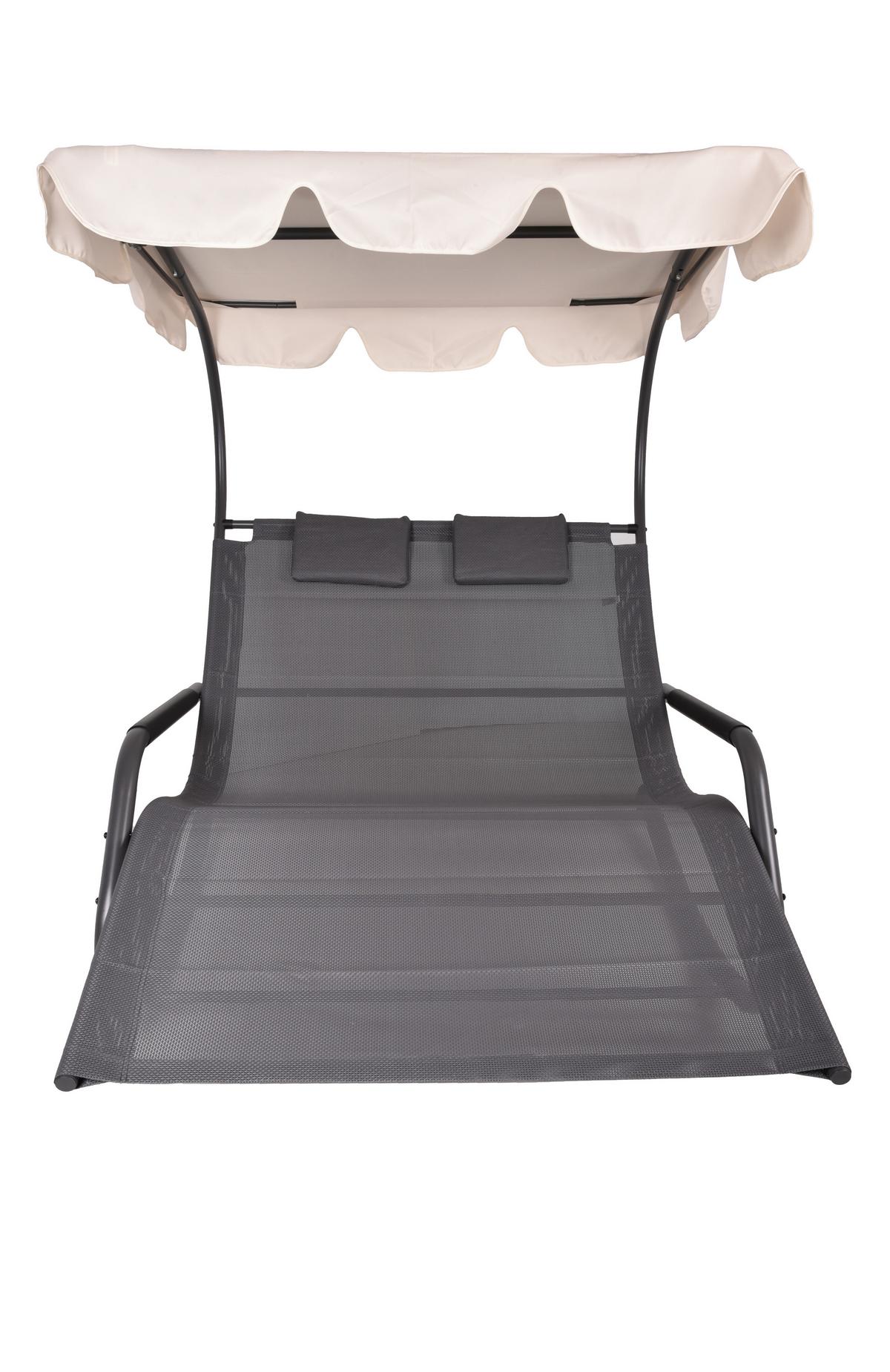 Gartenliege Serifos - Anthrazit/Creme, Basics, Kunststoff/Metall (138/160/200cm) - Gardenson